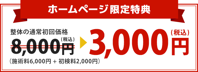 整体の通常初回価格8,000円が3,000円に！