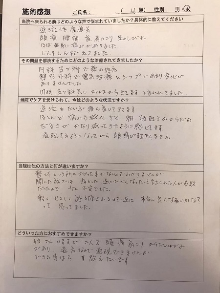 アンケート用紙