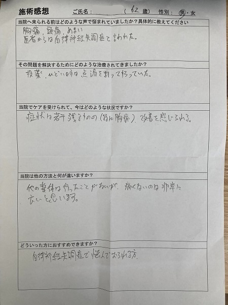 アンケート用紙
