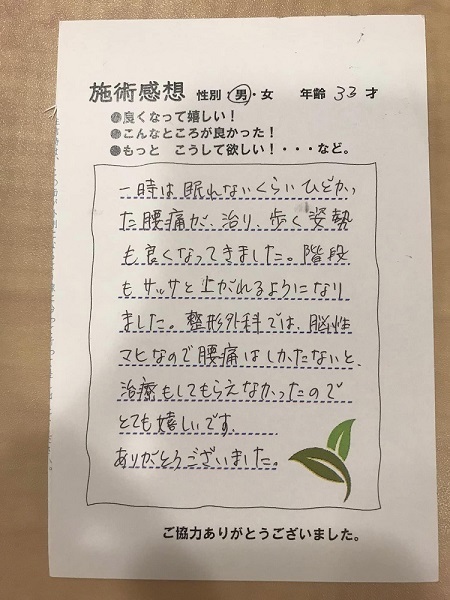 アンケート用紙