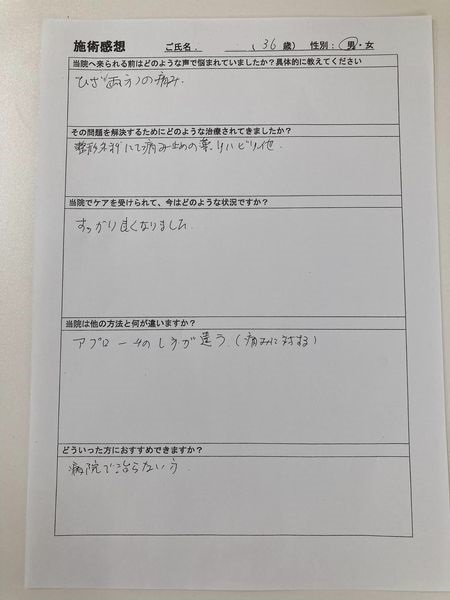 アンケート用紙